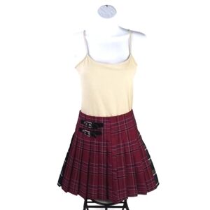 No Boundaries Multicolor Plaid Pleated Buckle Detail Mini Skirt Juniors L, 11-13